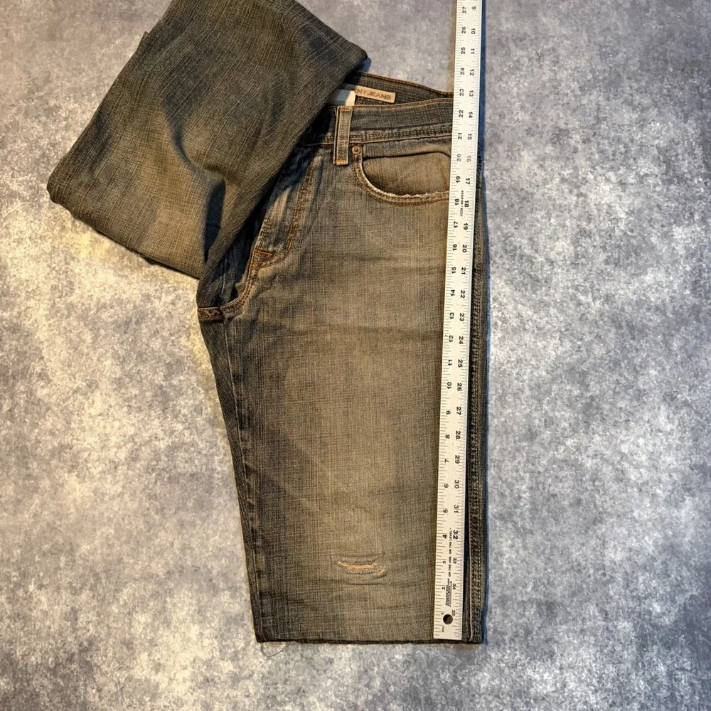DKNY Mens Distressed Denim Shorts‎ Gray Long Length Size 31 Y2K Streetwear Baggy